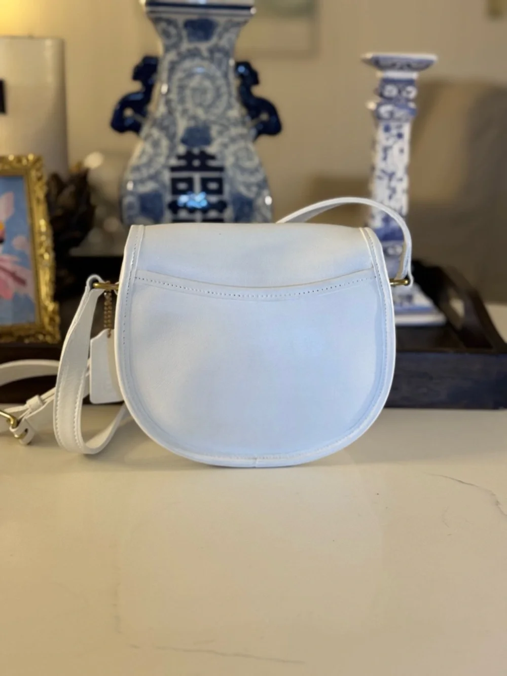 🤍 VINTAGE COACH WHITE LEATHER WATSON TURNLOCK CROSSBODY BAG #9981! - Picture 3 of 12